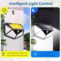 Lumière de sécurité solaire extérieure étanche IP65, 100 LED, 3 modes, détecteur de mouvement PIR, petite taille, pour jardin, patio, terrasse