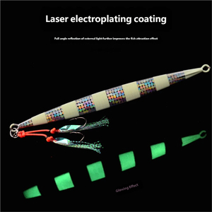 Leurre de jigging en plaque de fer à dissolution rapide, effet laser, lumière nocturne pour la pêche en eau salée, 150g/300g, pêche en mer profonde, thon royal - Product Image 2
