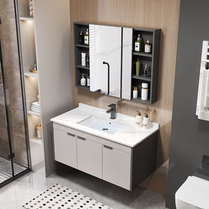 Mueble de baño de aluminio con lavabo integrado de cerámica, lavabo sanitario de pizarra. - Product Image 2