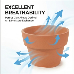 وعاء من الطين الفخاري مع فتحة تصريف، بدون طلاء، صديق للبيئة ومتين للاستخدام المنزلي والحدائق الداخلية والخارجية - Product Image 2