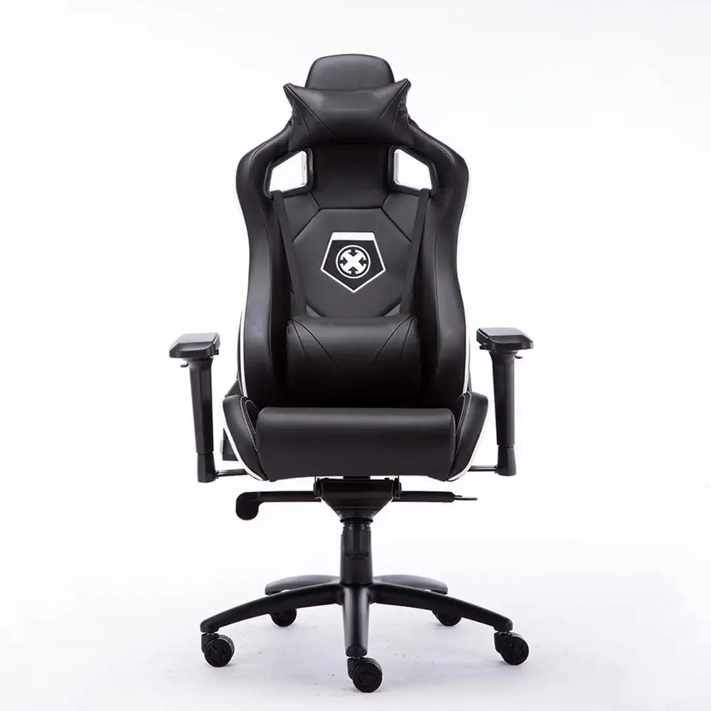 Cadeira de sala de jogos de alta qualidade em couro sintético preto com ajuste ergonômico para jogos