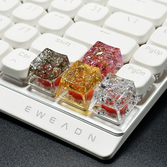 Original Handmade Resin Transparent Crystal Gold Foil Paper Keycap Cross-Border Personalized Single Key for Mechanical Keyboard