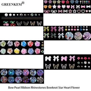 12-grille 3D Offre Spéciale Mixte Arc Perle Ruban Strass Bowknot Étoile Coeur Fleur Décoration Nail Charmes - Product Image 4