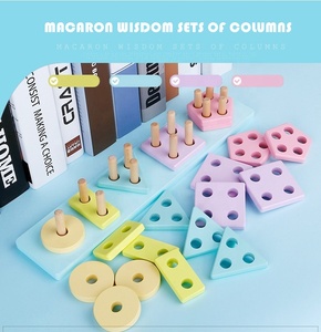 Blok bangunan Macaron orang tua anak, Set balok bangunan kolom kayu Beech cerdas untuk anak-anak - Product Image 4