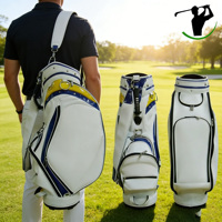 Sac de golf pliable en cuir PU durable, imperméable, bleu, léger, avec séparateurs, logo brodé personnalisé, pour voyage et extérieur