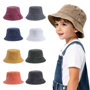 Cappello da <span class=keywords><strong>Pescatore</strong></span> in Cotone Tinta Unita per Bambini, Protezione Solare per Ragazze e Ragazzi, Ideale per Spiaggia e Attività all'Aperto, Quattro Stagioni - Product Image 1