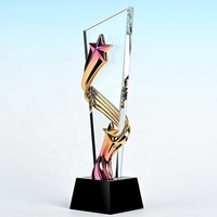 Trophée de microphone en verre à base de cristal en bois solide