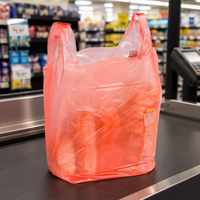 Sacs de courses en plastique givré avec logo, type gilet, pour la vente en gros