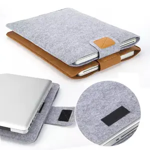 Housse d'ordinateur portable en feutre de laine Tracker Gear, simple, douce, antichoc, fermeture à clip, logo personnalisé disponible pour Macbook Air 8/10/12/14 pouces - Product Image 1