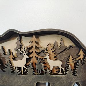 Decoración navideña de madera tallada a mano, animales tallados, arte de pared para <span class=keywords><strong>el</strong></span> hogar, adornos de oso tallados de madera rústica LED - Product Image 4