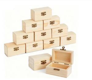 Hộp gỗ dân gian thô mộc chưa hoàn thiện, làm từ gỗ thông chưa sơn, có nắp bản lề, hình dạng tùy chỉnh, đồ thủ công để bàn, đồ trang trí tự làm, hộp đựng, biển treo tường - Product Image 1