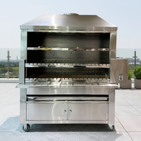 Barbecue professionnel à charbon de bois avec rôtissoire automatique en acier inoxydable, style brésilien, 3 niveaux de brochettes, pour usage commercial extérieur et jardin