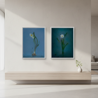 Lot de 2 tableaux muraux encadrés, peints à la main à l'huile sur toile, motif floral impressionniste, prêts à accrocher, modernes, écologiques, réalistes pour la maison