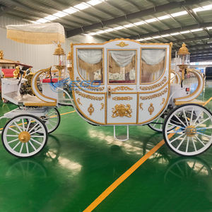 2025 Lujoso carruaje de caballos blanco real y dorado de Queen's Sightseeing Victoria Electric Horseless Carriage Cart - Product Image 4