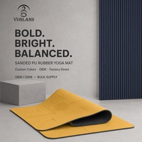 Tapis de yoga Yugaland en PU sablé haute résistance, anti-déchirure, avec base en caoutchouc pour salle de sport commerciale (vente en gros)
