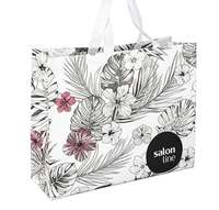 Sac fourre-tout non tissé imprimé fleurs tropicales, logo personnalisé pour salon, sac de shopping écologique réutilisable pour salon de beauté