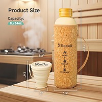 Bouteille en acier inoxydable 304 avec logo personnalisé, 25 oz, bouteille d'eau pour sauna avec bouchon amovible et manchon en néoprène