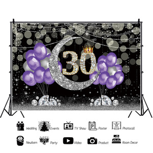 Balon Ulang Tahun Digital hak tinggi, bahan foto pesta fotografi latar belakang kain dekorasi spanduk - Product Image 5