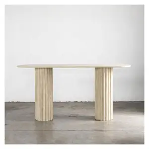 HZX Modern marble tops Living Room Furniture Entry Hallway Table Travertine stone Console Table