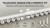 Rail de rideau télescopique en alliage d'aluminium à longueur réglable 0,65-5,1 m, sans découpe, silencieux, lisse, fixation murale ou plafond