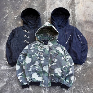 Custom <b>Cropped</b> <b>Zip</b> <b>up</b> Raw Japanese Selvedge Denim Jackets Fireman Clasp Hooded Bomber Coat Workwear Work Jeans Denim Jacket Men - Product Image 6