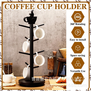 Rotating Cup Holder With Stand 3.6 Inch Diameter Multipurpose Draining Rack For <b>Kitchen</b> Storage - Product Image 5