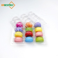 Barquette en plastique transparente pour macarons, 12 emplacements, emballage en blister, qualité alimentaire, boîte en plastique PET pour dessert, biscuits, baklava