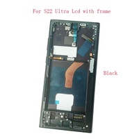 Layar LCD OLED S22 Ultra dengan Bingkai Bezel Hitam Ungu Hijau Putih