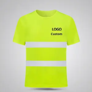 تي شيرتات عاكسة سريعة الجفاف من المصنع مباشرة ، سترة منعكسة ذات ياقة مطوية لأسفل ، ملابس عمل لموقع البناء ، سترة سلامة مرورية ليلية - Product Image 1