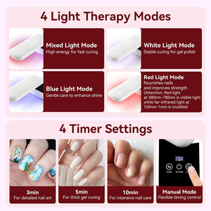 <b>Wireless</b> UV LED Nail <b>Lamp</b> 240. Rotatable Nail Dryer 4 Light Modes Fast Curing Gel Nail Art Drying Manicure Tool for Home Salon - Product Image 4