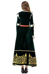 Costume d'Halloween de style médiéval, robe longue rétro vert foncé pour Brave Legend Merida COS Cosplay Game Costumes - Product Image 3