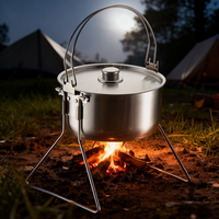 Ensemble de casseroles de camping pliables en acier inoxydable de haute qualité, faciles à nettoyer, pour la cuisine en plein air, antiadhésives
