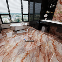 Carrelage en marbre de porcelaine rose poudré brillant Foshan Elegant 600x1200mm, imperméable, moderne, pour sol et mur de salle de bain
