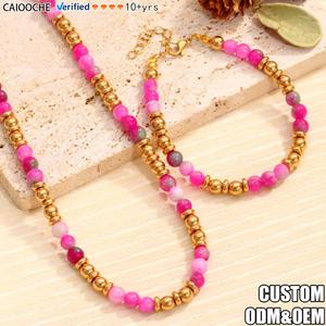 Ensemble collier et bracelet <span class=keywords><strong>en</strong></span> perles de cristal faites à la main de style bohème CAIOOCHE, plaqué or 18 carats, <span class=keywords><strong>bijoux</strong></span> quotidiens <span class=keywords><strong>pour</strong></span> femmes, style bohème INS - Product Image 1