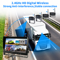 Sistema de Monitorización con Cámara de Reversa Inalámbrica HD Digital YWX de 10.1 Pulgadas con Pantalla de Vista Cuádruple para Camiones, Autobuses, Agricultura y Construcción