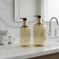 Bouteille de shampooing cylindrique de 250 ml et 300 ml, flacon de gel douche, flacon de lotion avec pompe pulvérisatrice, flacon cosmétique transparent en PET avec impression à l'écran