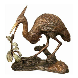 Escultura de Aves, Estatua de Garza de Bronce Negro Antiguo, Precios de Esculturas Decorativas de <span class=keywords><strong>Metal</strong></span> Grande - Product Image 3