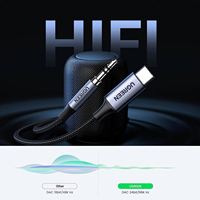 UGREEN Câble de prise auxiliaire USB Type C vers mâle 3.5mm pour adaptateur audio de voiture de 3,3 pieds Câble tressé auxiliaire de voiture