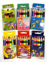 Stock disponible, plusieurs paquets envoyés aléatoirement, crayons de couleur en plastique EN71 de 3,5 pouces, 6 couleurs, non toxiques, crayons à dessin pour enfants, école