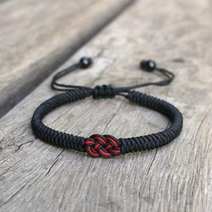 <b>Red</b> And Black Braided Rope <b>Bracelet</b> Double Coin Knot Manual Craft Gift For Couple Summer 2025 Yiwu Origin YM 0338 - Product Image 1