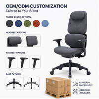 Silla de Oficina Ergonómica Moderna y Minimalista con Respaldo Dividido de Lino, Reposabrazos Ajustables y Reposacabezas Flotante para Uso en Hoteles y Hogares