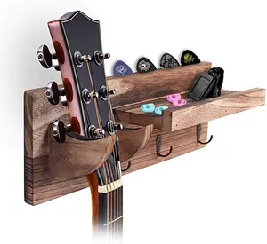 Guitar Hook Durable Molded Natural Wood Wall Mount Shelves Ukulele Guitar Hook Rack