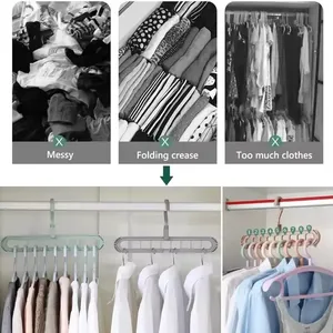Séchoir à linge en plastique à 9 trous et organisateur de penderie pliable multifonctionnel pour un rangement gain de place - Product Image 5