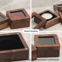 Boîte de rangement carrée en bois de noyer, boîte de présentation pour pièces de monnaie, boîte cadeau, artisanat en bois fait main