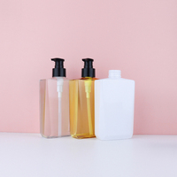 Bouteille de shampooing en plastique PET carrée colorée de haute qualité de 300ml pour shampooing et nettoyant pour le corps