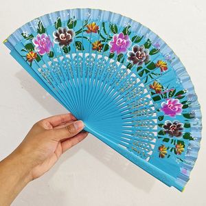 Abanicos de Madera Personalizados - Abanicos de Bambú Españoles con Flores Pintados a Mano para Navidad, Halloween, Año Nuevo Chino - Product Image 1