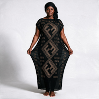 Nouvelle Collection 2026 : Ensemble Robe Dashiki Africaine et Foulard en Tissu Sack Brodé de Strass, Extensible et Léger pour l'Été