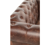 Canapé Chesterfield de luxe en cuir véritable, trois places, capitonné, convertible, pour salon – Offre Spéciale