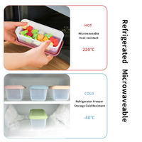 Op maat gemaakte logo babyvoeding siliconen bewaardoos 1 liter ijsbox lekvrij BPA vrij milieuvriendelijk magnetron vaatwasserbestendig
