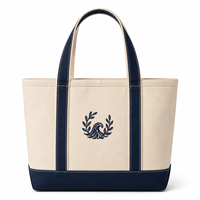 Sac fourre-tout en toile brodé avec logo personnalisé, bleu marine, blocs de couleur, en coton robuste, réutilisable, sac de shopping à bandoulière, vente en gros
